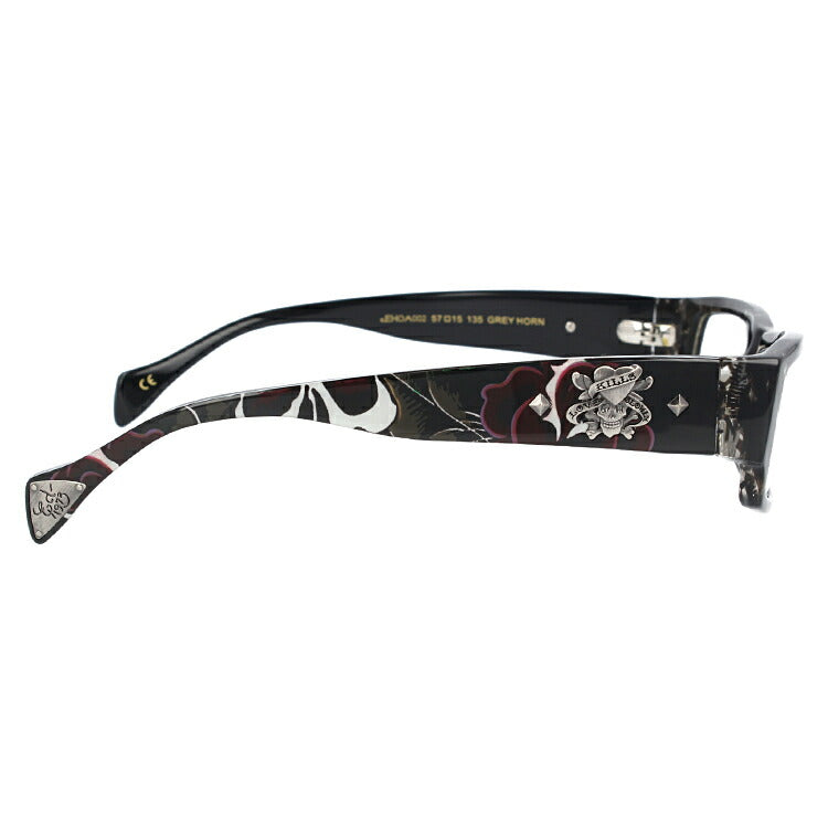 【訳あり】エドハーディー EdHardy メガネ フレーム 眼鏡 度付き 度なし 伊達 EHOA002 4 GREY HORN グレイホーン スクエア型 メンズ レディース UVカット 紫外線 ラッピング無料