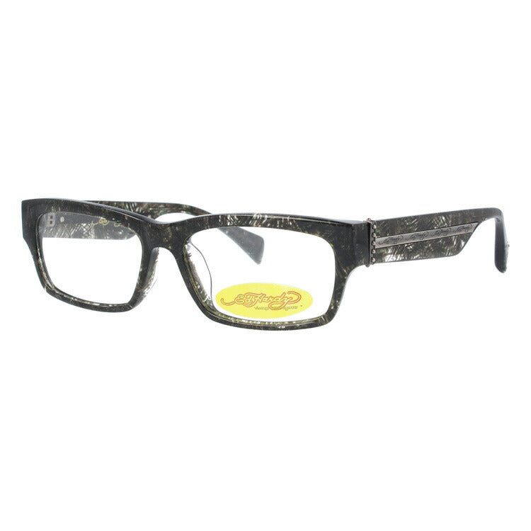 【訳あり】エドハーディー EdHardy メガネ フレーム 眼鏡 度付き 度なし 伊達 EHOA004 3 BLACK HORN ブラックホーン スクエア型 メンズ レディース UVカット 紫外線 ラッピング無料