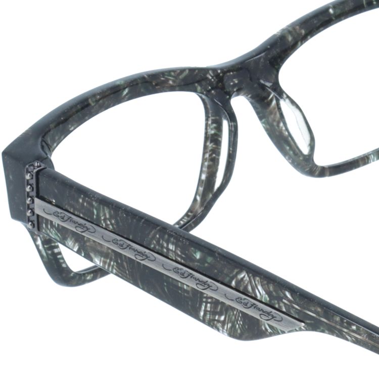 【訳あり】エドハーディー EdHardy メガネ フレーム 眼鏡 度付き 度なし 伊達 EHOA004 3 BLACK HORN ブラックホーン スクエア型 メンズ レディース UVカット 紫外線 ラッピング無料