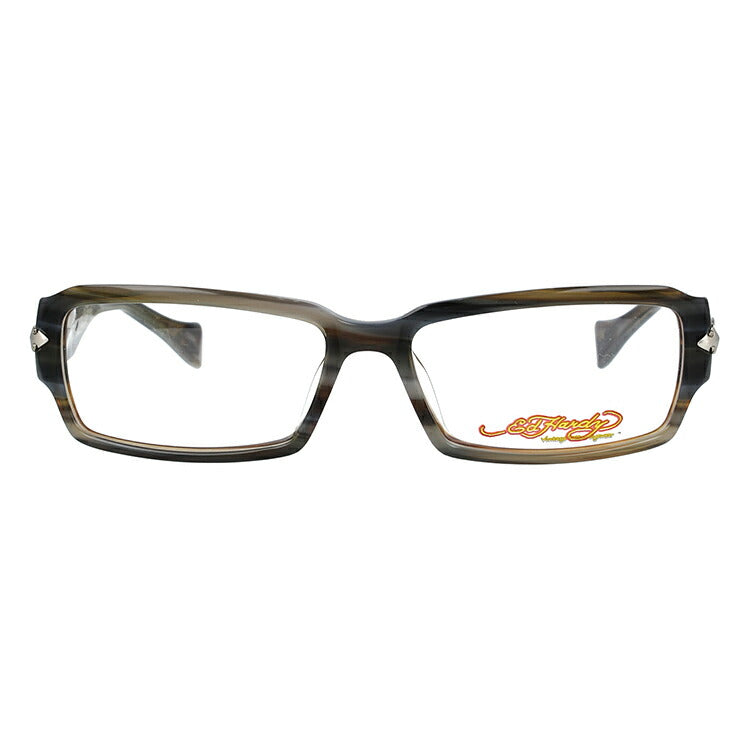 【訳あり】エドハーディー EdHardy メガネ フレーム 眼鏡 度付き 度なし 伊達 EHOA005 2 GREY HORN グレイホーン スクエア型 メンズ レディース UVカット 紫外線 ラッピング無料