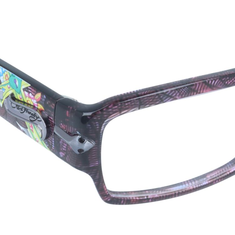 【訳あり】エドハーディー EdHardy メガネ フレーム 眼鏡 度付き 度なし 伊達 EHOA005 4 PURPLE HORN パープルホーン スクエア型 メンズ レディース UVカット 紫外線 ラッピング無料