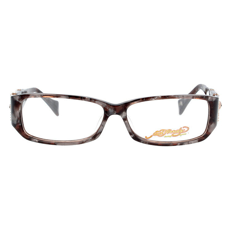 【訳あり】エドハーディー EdHardy メガネ フレーム 眼鏡 度付き 度なし 伊達 EHOA006 2 BROWN HORN ブラウンホーン スクエア型 メンズ レディース UVカット 紫外線 ラッピング無料