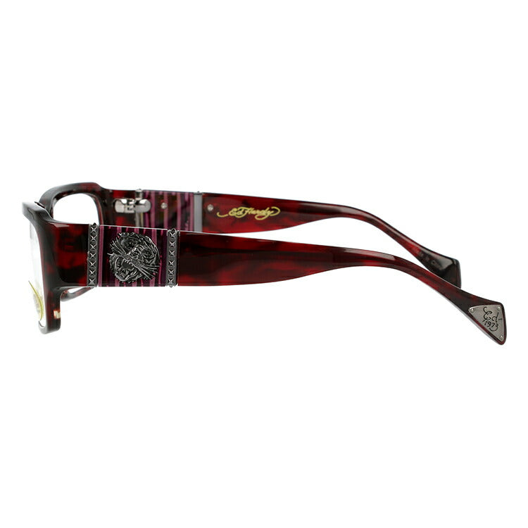 【訳あり】エドハーディー EdHardy メガネ フレーム 眼鏡 度付き 度なし 伊達 EHOA007 4 RED HORN レッドホーン スクエア型 メンズ レディース UVカット 紫外線 ラッピング無料
