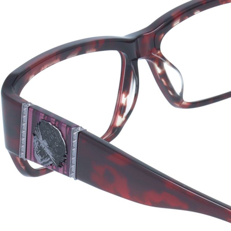 【訳あり】エドハーディー EdHardy メガネ フレーム 眼鏡 度付き 度なし 伊達 EHOA007 4 RED HORN レッドホーン スクエア型 メンズ レディース UVカット 紫外線 ラッピング無料