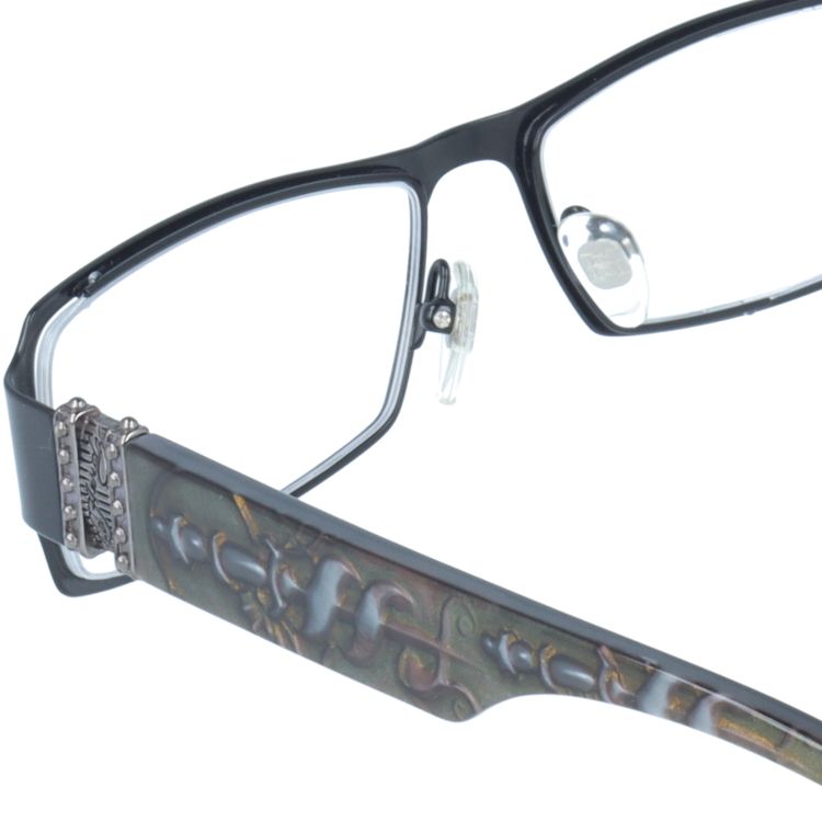 エドハーディー EdHardy メガネ フレーム 眼鏡 度付き 度なし 伊達 EHOA008 1 BLACK ブラック スクエア型 メンズ レディース UVカット 紫外線 ラッピング無料