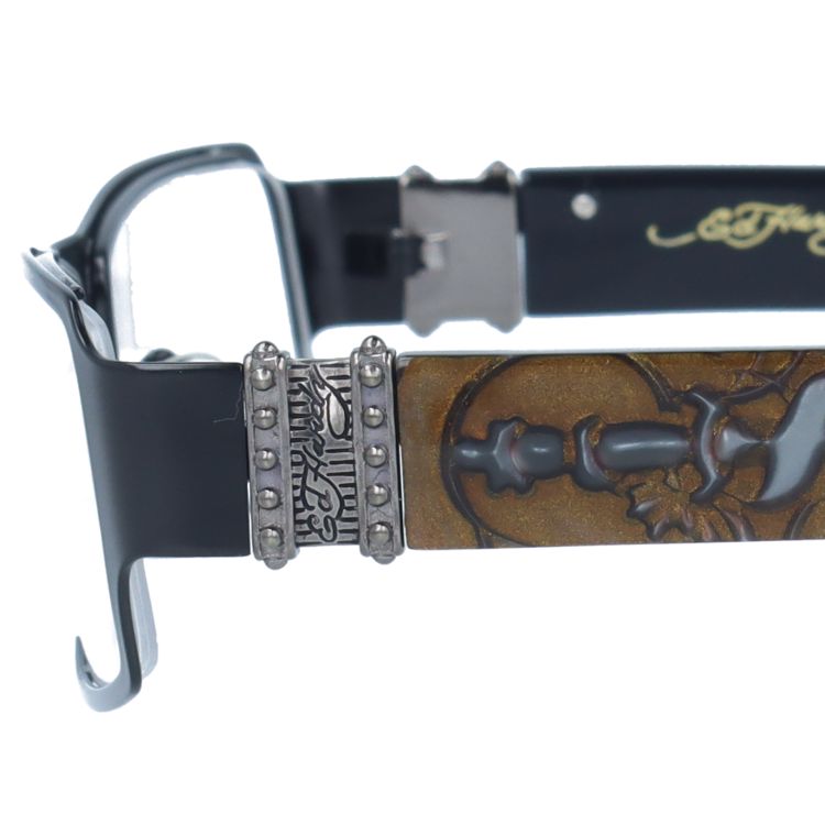 エドハーディー EdHardy メガネ フレーム 眼鏡 度付き 度なし 伊達 EHOA008 1 BLACK ブラック スクエア型 メンズ レディース UVカット 紫外線 ラッピング無料