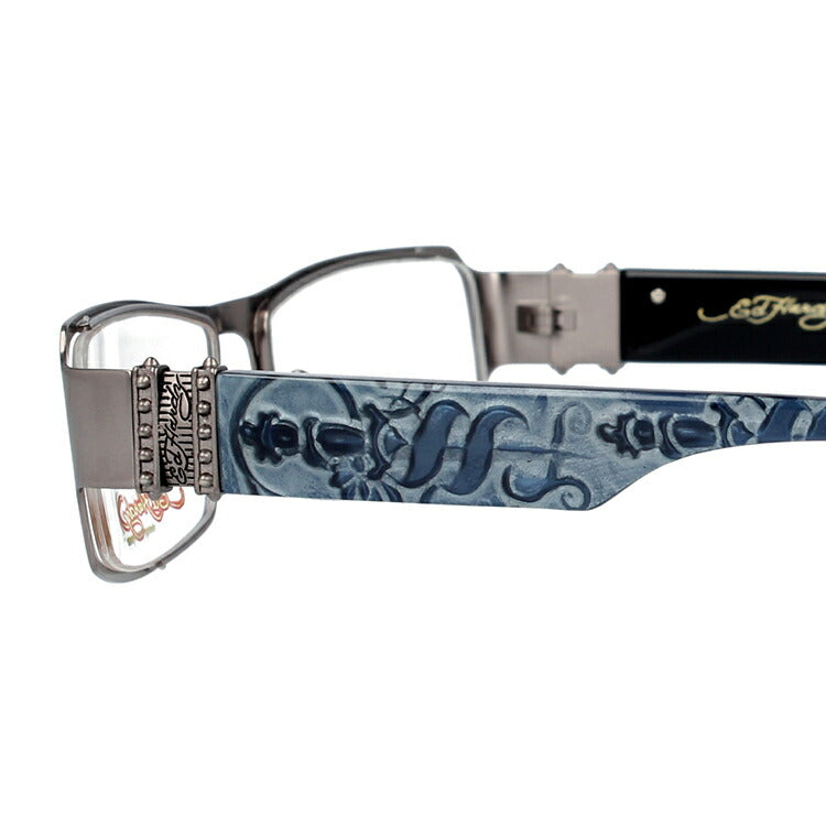 【訳あり】エドハーディー EdHardy メガネ フレーム 眼鏡 度付き 度なし 伊達 EHOA008 2 M・GUN マットガンメタル スクエア型 メンズ レディース UVカット 紫外線 ラッピング無料