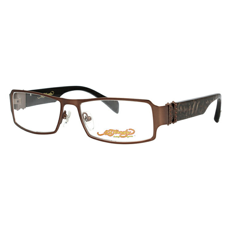 【訳あり】エドハーディー EdHardy メガネ フレーム 眼鏡 度付き 度なし 伊達 EHOA008 3 BROWN ブラウン スクエア型 メンズ レディース UVカット 紫外線 ラッピング無料