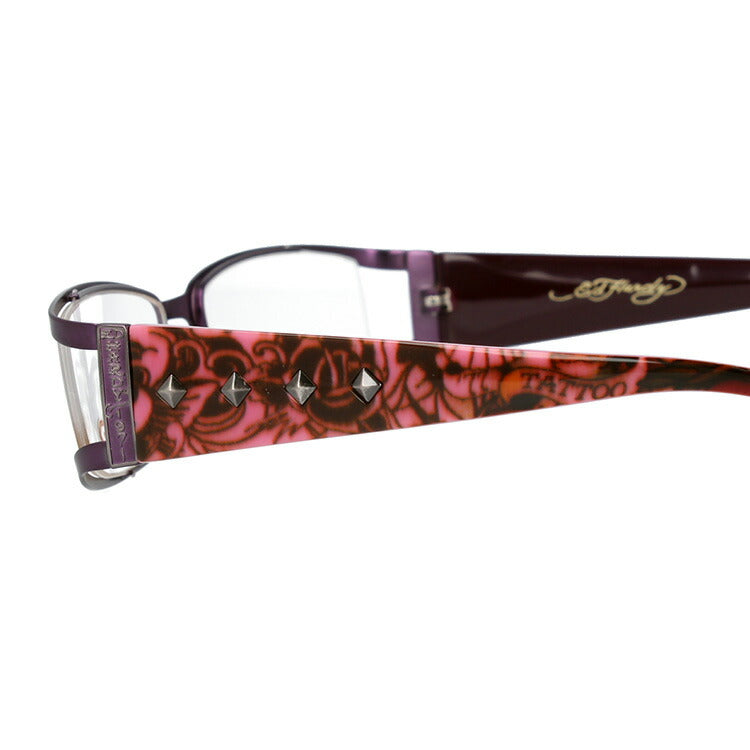 【訳あり】エドハーディー EdHardy メガネ フレーム 眼鏡 度付き 度なし 伊達 EHOA009 4 PURPLE パープル スクエア型 メンズ レディース UVカット 紫外線 ラッピング無料