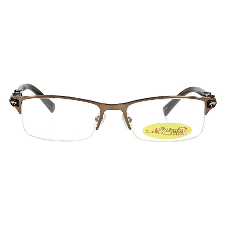 【訳あり】エドハーディー EdHardy メガネ フレーム 眼鏡 度付き 度なし 伊達 EHOA010 2 BROWN GOLD ブラウンゴールド スクエア型 メンズ レディース UVカット 紫外線 ラッピング無料