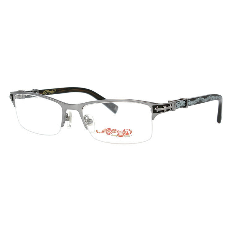 【訳あり】エドハーディー EdHardy メガネ フレーム 眼鏡 度付き 度なし 伊達 EHOA010 4 S.GUNMETAL シルバーガンメタル スクエア型 メンズ レディース UVカット 紫外線 ラッピング無料