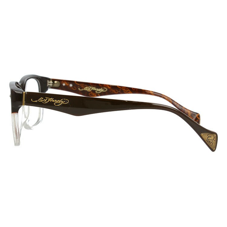 【訳あり】エドハーディー EdHardy メガネ フレーム 眼鏡 度付き 度なし 伊達 EHOA013 2 BROWN CR ブラウンクリスタル ウェリントン型 メンズ レディース UVカット 紫外線 ラッピング無料