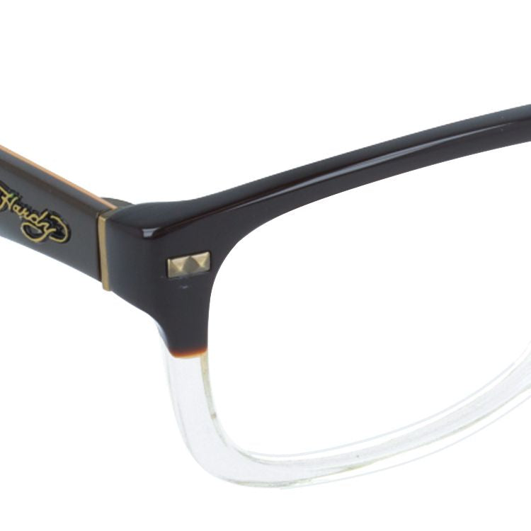 【訳あり】エドハーディー EdHardy メガネ フレーム 眼鏡 度付き 度なし 伊達 EHOA013 2 BROWN CR ブラウンクリスタル ウェリントン型 メンズ レディース UVカット 紫外線 ラッピング無料