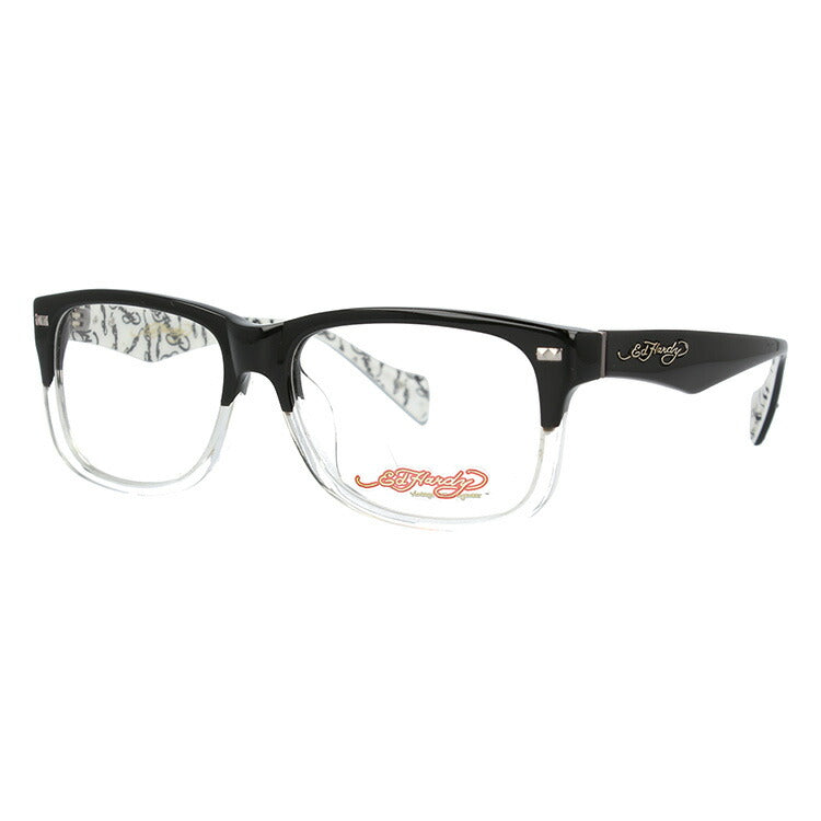 【訳あり】エドハーディー EdHardy メガネ フレーム 眼鏡 度付き 度なし 伊達 EHOA013 3 BLACK CR ブラッククリスタル ウェリントン型 メンズ レディース UVカット 紫外線 ラッピング無料