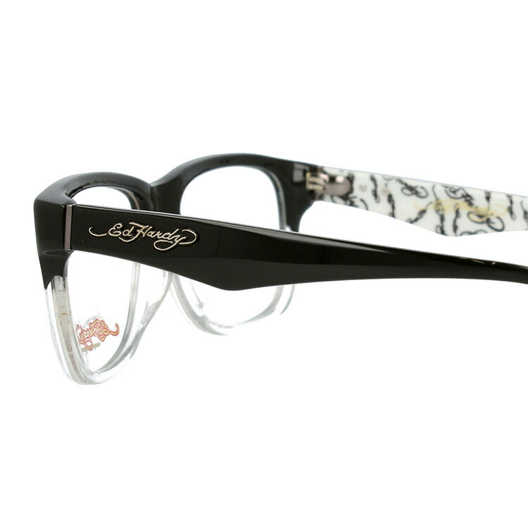 【訳あり】エドハーディー EdHardy メガネ フレーム 眼鏡 度付き 度なし 伊達 EHOA013 3 BLACK CR ブラッククリスタル ウェリントン型 メンズ レディース UVカット 紫外線 ラッピング無料
