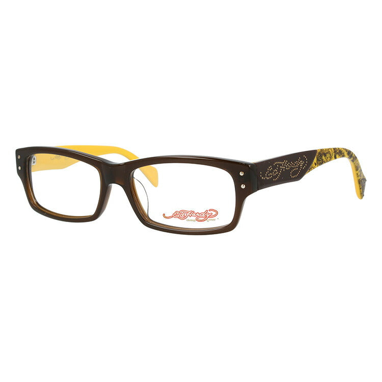 【訳あり】エドハーディー EdHardy メガネ フレーム 眼鏡 度付き 度なし 伊達 EHOA015 2 BROWN ブラウン スクエア型 メンズ レディース UVカット 紫外線 ラッピング無料