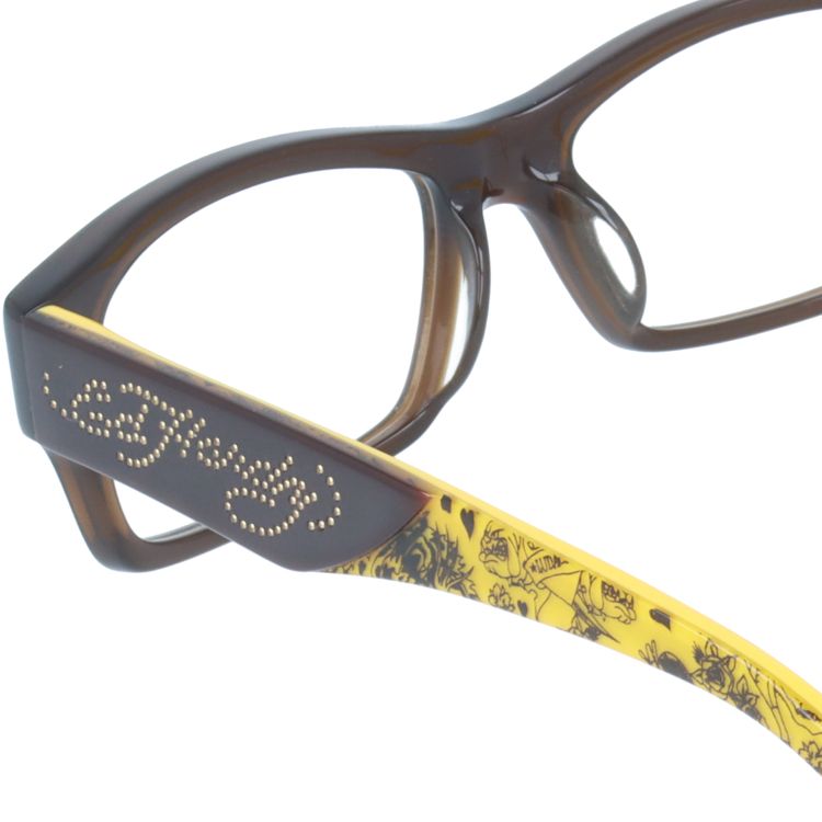 【訳あり】エドハーディー EdHardy メガネ フレーム 眼鏡 度付き 度なし 伊達 EHOA015 2 BROWN ブラウン スクエア型 メンズ レディース UVカット 紫外線 ラッピング無料
