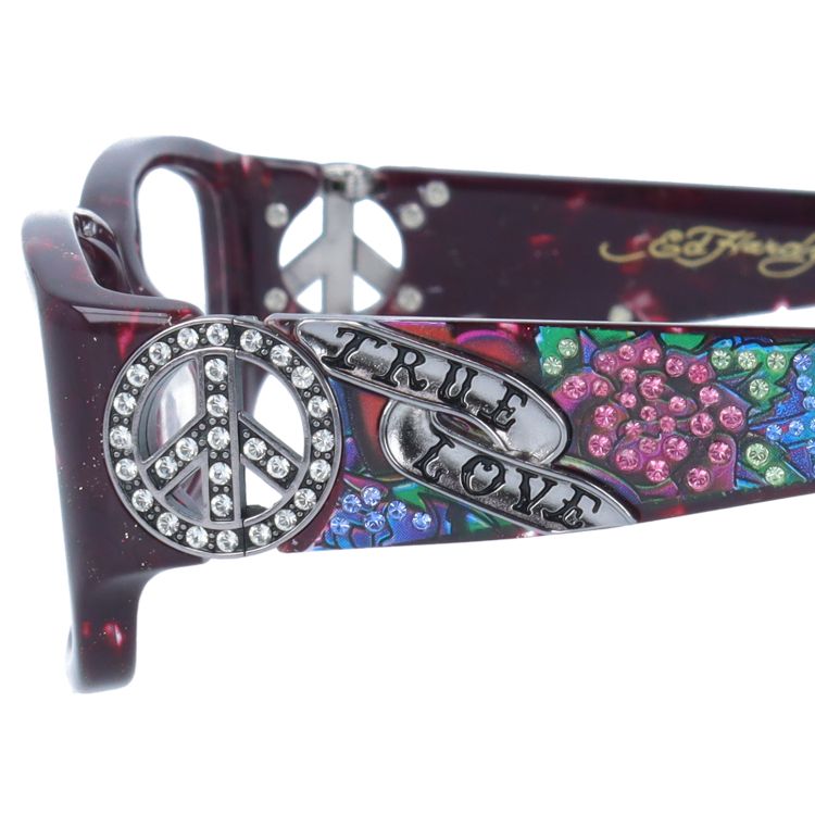 【訳あり】エドハーディー EdHardy メガネ フレーム 眼鏡 度付き 度なし 伊達 EHOA019 4 PURPLE HORN パープルホーン スクエア型 メンズ レディース UVカット 紫外線 ラッピング無料