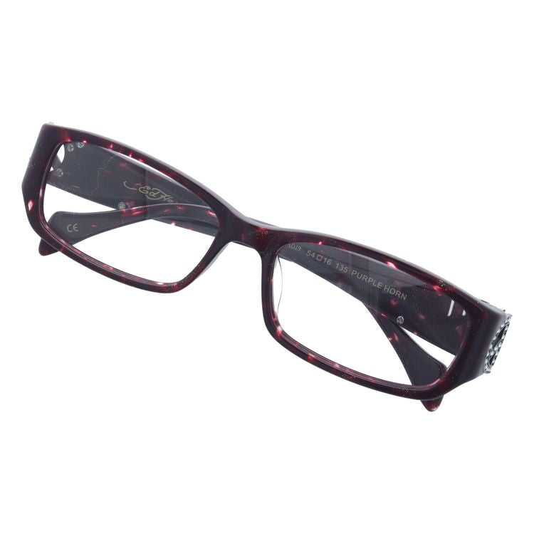【訳あり】エドハーディー EdHardy メガネ フレーム 眼鏡 度付き 度なし 伊達 EHOA019 4 PURPLE HORN パープルホーン スクエア型 メンズ レディース UVカット 紫外線 ラッピング無料