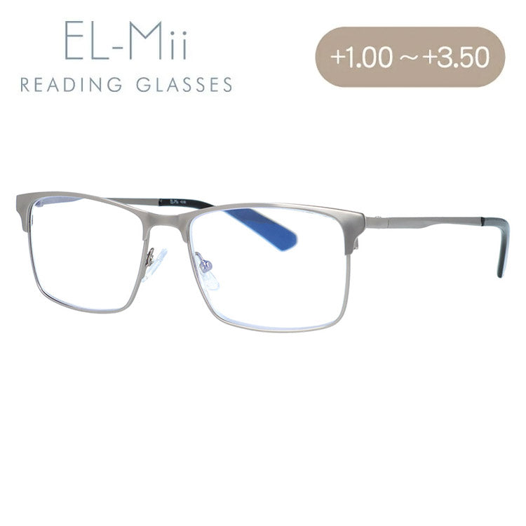 エルミー リーディンググラス 老眼鏡 アジアンフィット EL-Mii EMR 3014-1 53サイズ スクエア型 +1.00〜+3.50 シニアグラス ユニセックス メンズ レディース
