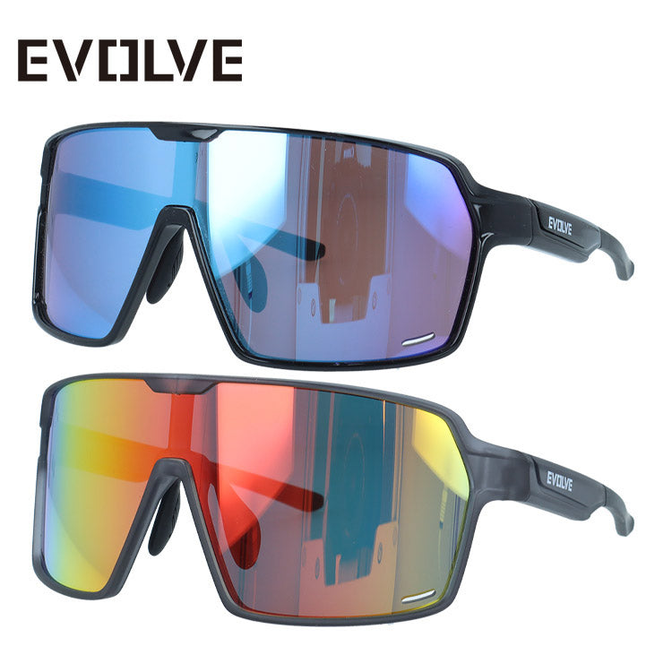 イヴァルヴ サングラス ミラーレンズ アジアンフィット（フレキシブルノーズパッド） EVOLVE EVS6005 152サイズ 全2カラー スポーツ型 ユニセックス メンズ レディース | 一眼タイプ 境目を解消して広範囲に視界滑らか ベンチレーションで曇り防止