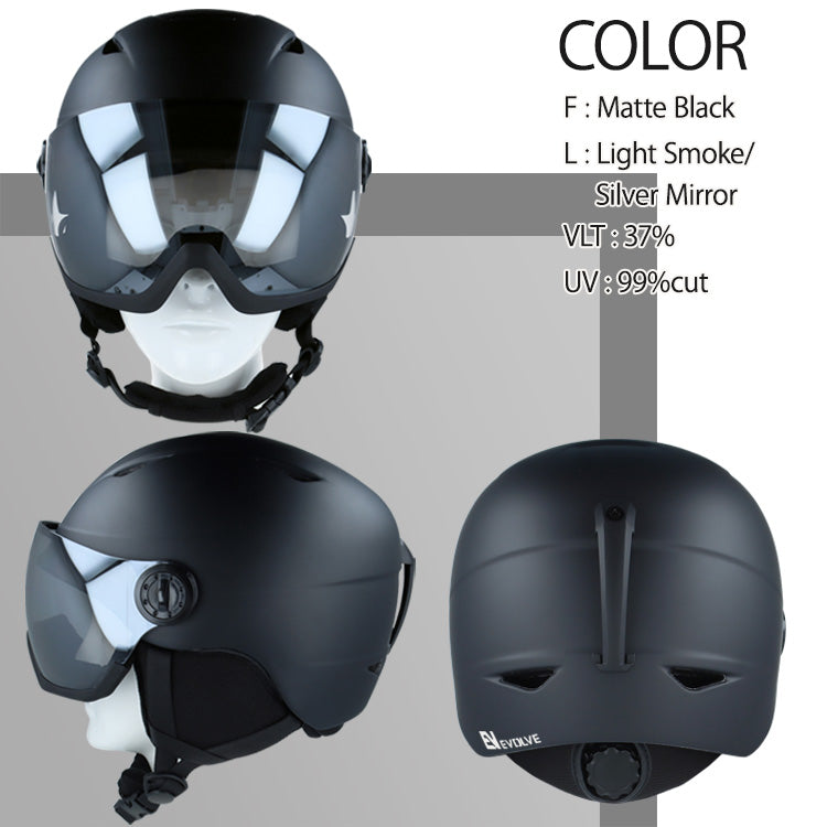 EVOLVE スキー•スノーボードヘルメット マットブラック バイザー付き キッズ ジュニア バイザー付き ヘルメット スキー スノーボード