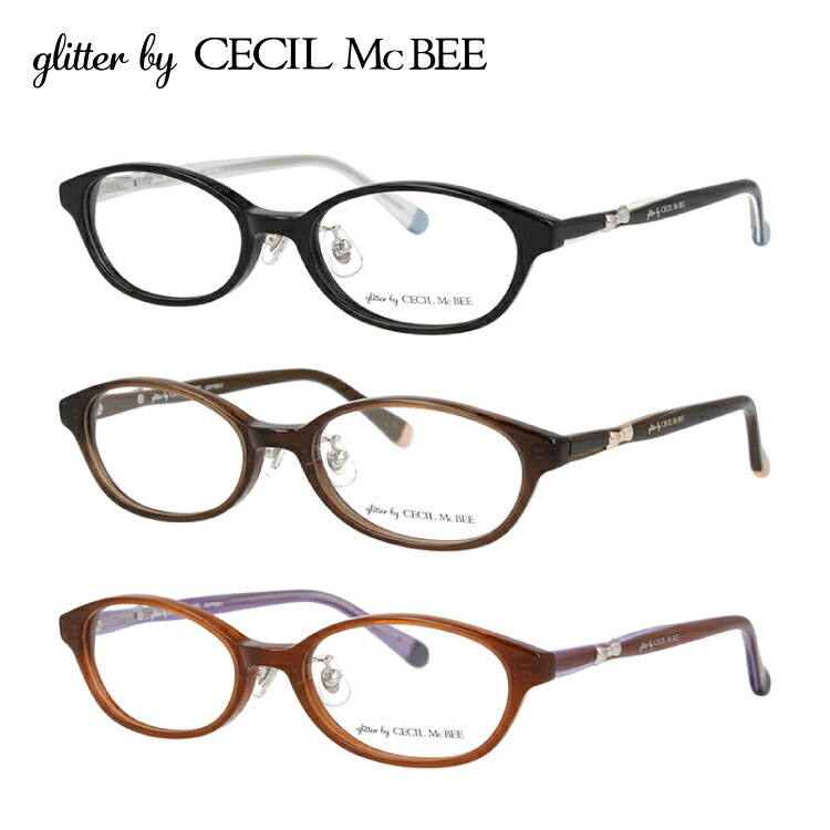 glitter by CECIL McBEE セシルマクビー レディース メガネ 眼鏡 シンプル かわいい GCF 7506 全3色 49サイズ オーバル型 度付き 度なし UVカット 紫外線 ブランド サングラス 伊達 ダテ｜老眼鏡・PCレンズ・カラーレンズ・遠近両用対応可能