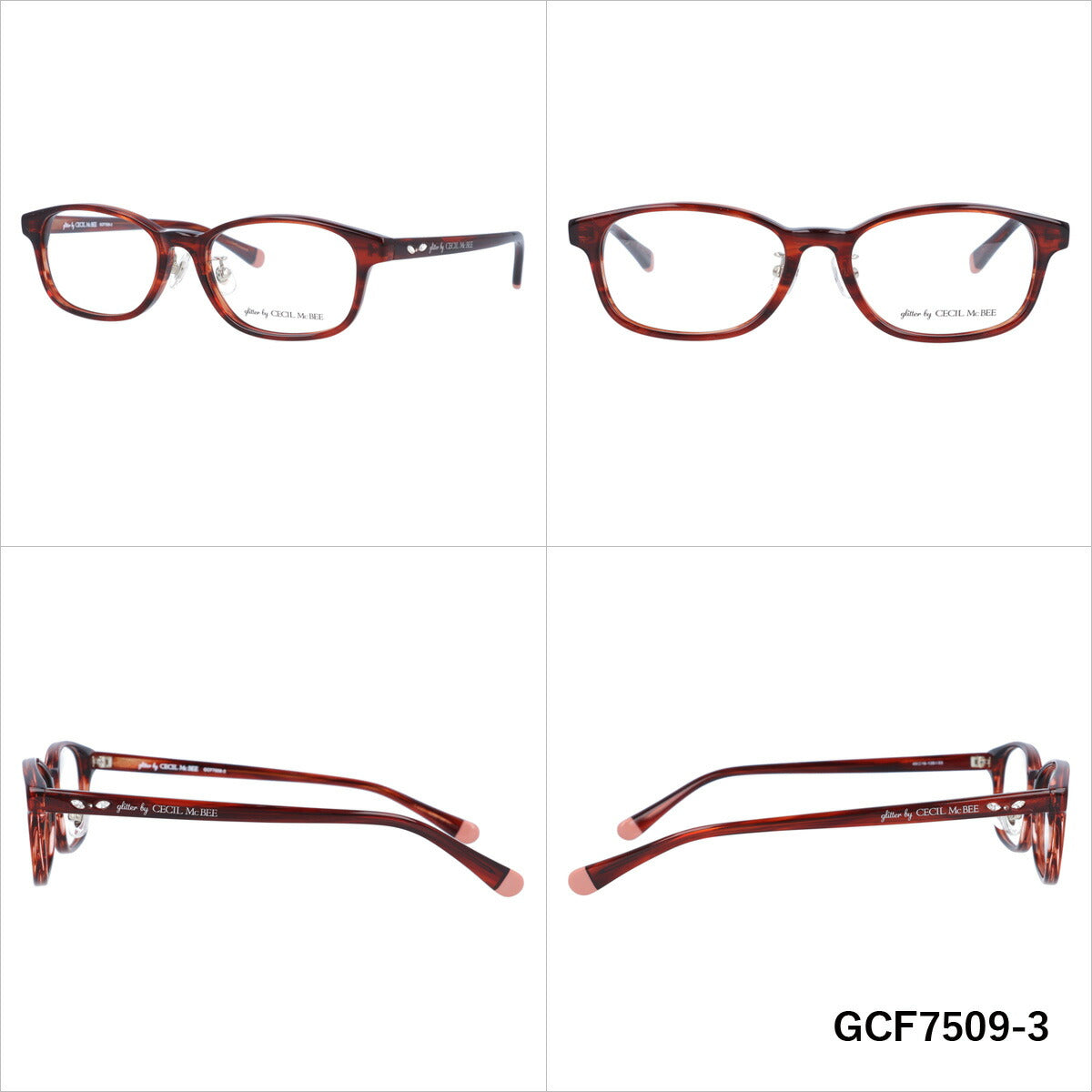 glitter by CECIL McBEE セシルマクビー レディース メガネ 眼鏡 シンプル かわいい GCF 7509 全3色 49サイズ ラインストーン スクエア型 度付き 度なし 紫外線 ブランド サングラス 伊達 ダテ｜老眼鏡・PCレンズ・カラーレンズ・遠近両用対応可能