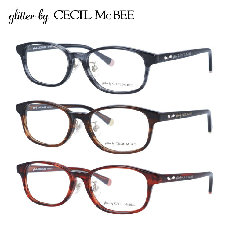 glitter by CECIL McBEE セシルマクビー レディース メガネ 眼鏡 シンプル かわいい GCF 7509 全3色 49サイズ ラインストーン スクエア型 度付き 度なし 紫外線 ブランド サングラス 伊達 ダテ｜老眼鏡・PCレンズ・カラーレンズ・遠近両用対応可能