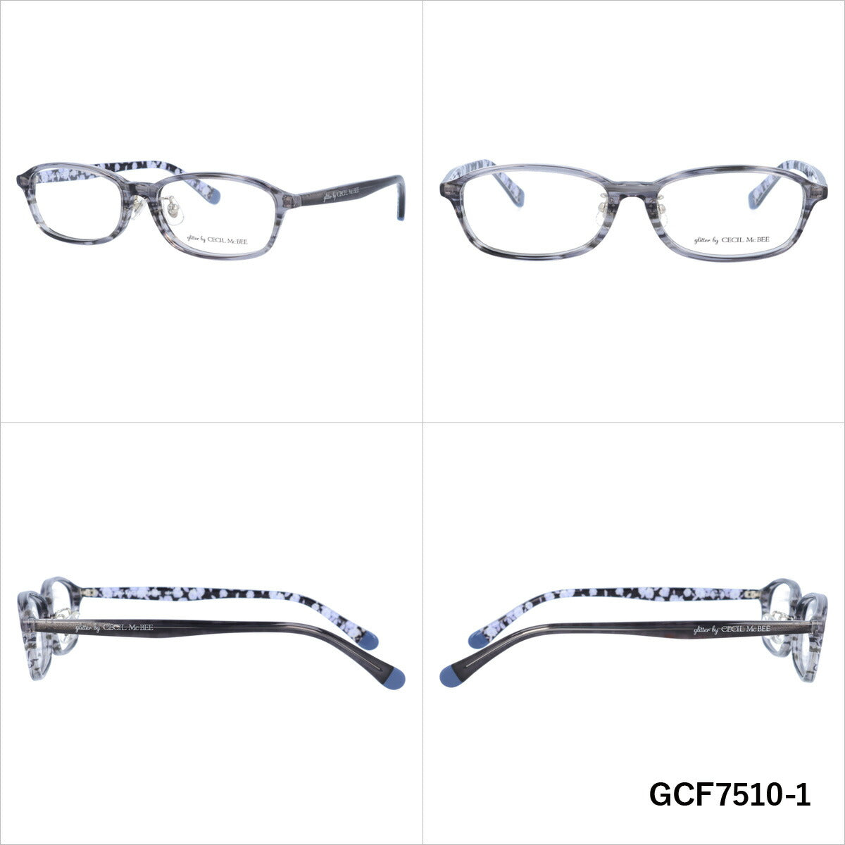 glitter by CECIL McBEE セシルマクビー レディース メガネ 眼鏡 シンプル かわいい GCF 7510 全3色 50サイズ 花柄 スクエア型 度付き 度なし UVカット 紫外線 ブランド サングラス 伊達 ダテ｜老眼鏡・PCレンズ・カラーレンズ・遠近両用対応可能