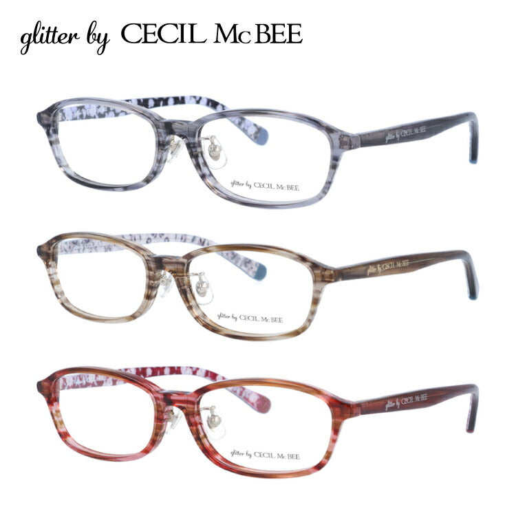 glitter by CECIL McBEE セシルマクビー レディース メガネ 眼鏡 シンプル かわいい GCF 7510 全3色 50サイズ 花柄 スクエア型 度付き 度なし UVカット 紫外線 ブランド サングラス 伊達 ダテ｜老眼鏡・PCレンズ・カラーレンズ・遠近両用対応可能