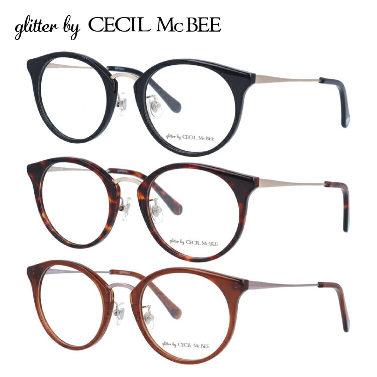 glitter by CECIL McBEE セシルマクビー レディース メガネ 眼鏡 シンプル かわいい GCF 7513 全3色 49サイズ クマ ベア ボストン型 度付き 度なし 紫外線 ブランド サングラス 伊達 ダテ｜老眼鏡・PCレンズ・カラーレンズ対応可能 ラッピング無料