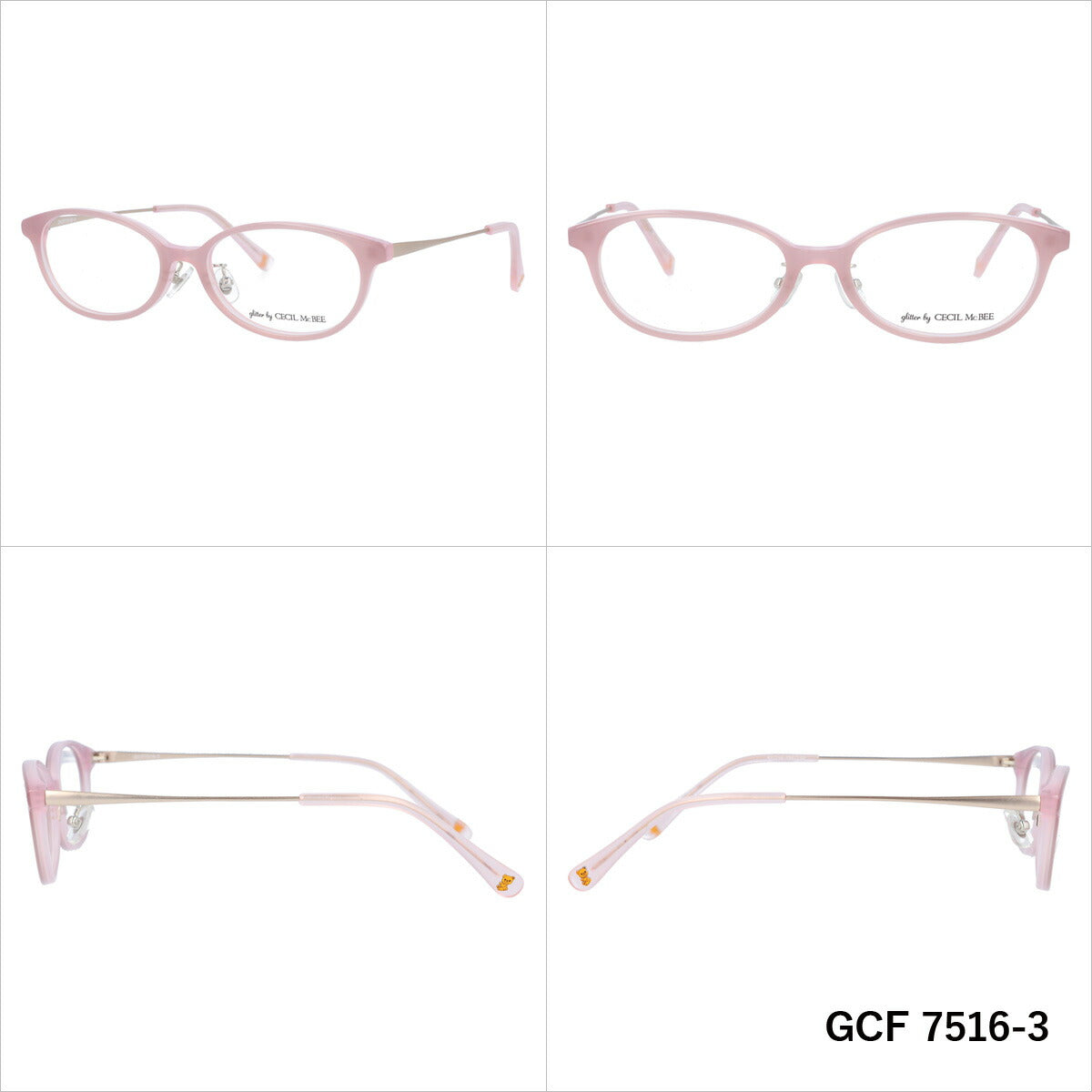 glitter by CECIL McBEE セシルマクビー レディース メガネ 眼鏡 シンプル かわいい GCF 7516 全3色 51サイズ クマ ベア オーバル型 度付き 度なし 紫外線 ブランド サングラス 伊達 ダテ｜老眼鏡・PCレンズ・カラーレンズ・遠近両用対応可能