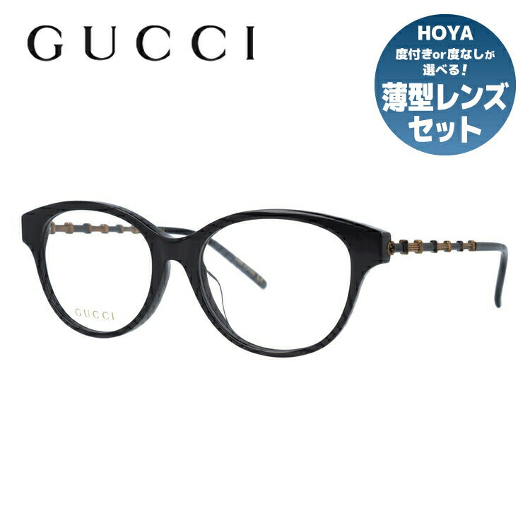 グッチ メガネフレーム 伊達メガネ アジアンフィット GUCCI GG0658OA 001 53サイズ ウェリントン ユニセックス メンズ レディース メタル バンブー ラッピング無料