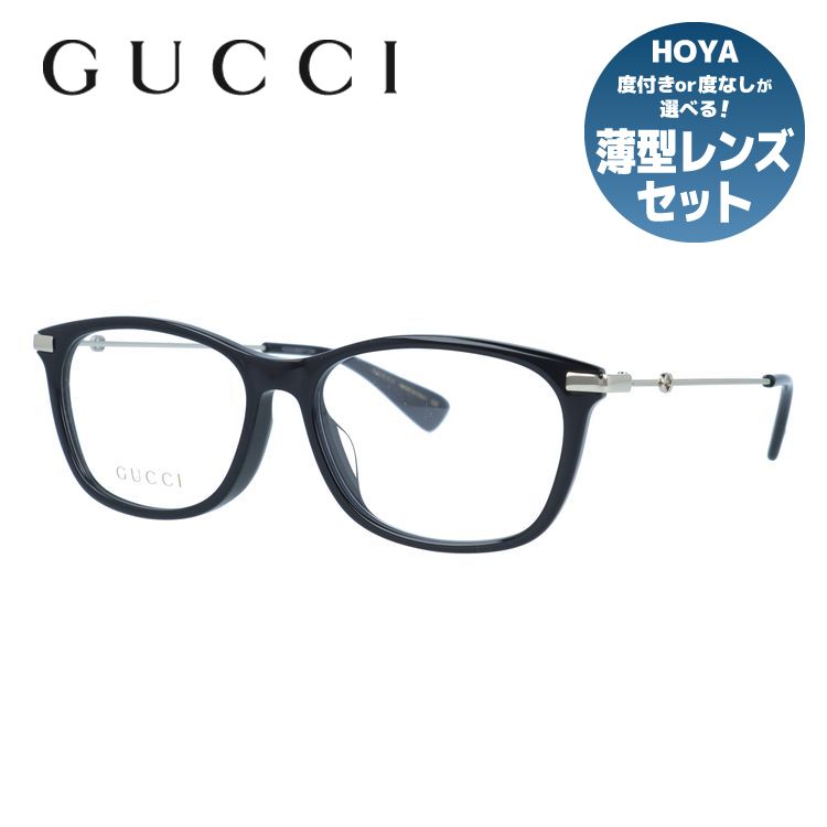 グッチ メガネフレーム インターロッキングG 伊達メガネ アジアンフィット GUCCI GG1061OA 001 54サイズ ウェリントン型 ユニセックス メンズ レディース ビー（蜂）