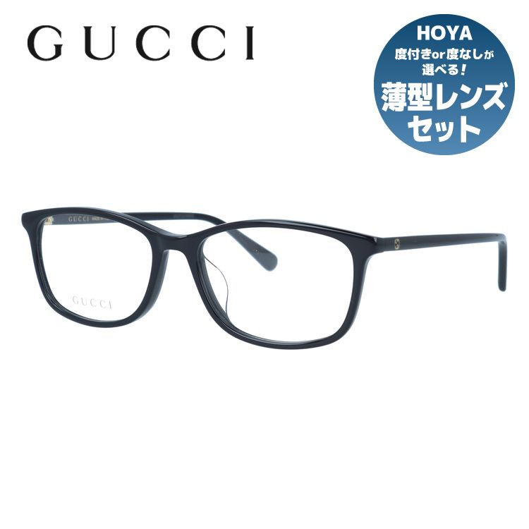 グッチ メガネフレーム インターロッキングG 伊達メガネ アジアンフィット GUCCI GG1354OA 001 55サイズ スクエア型 ユニセックス メンズ レディース