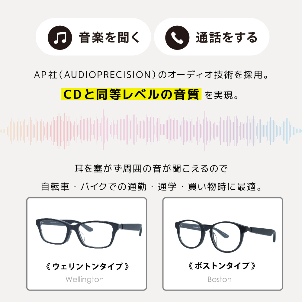スマートグラス Bluetooth メガネ 度付きレンズ交換可能 オーディオ 