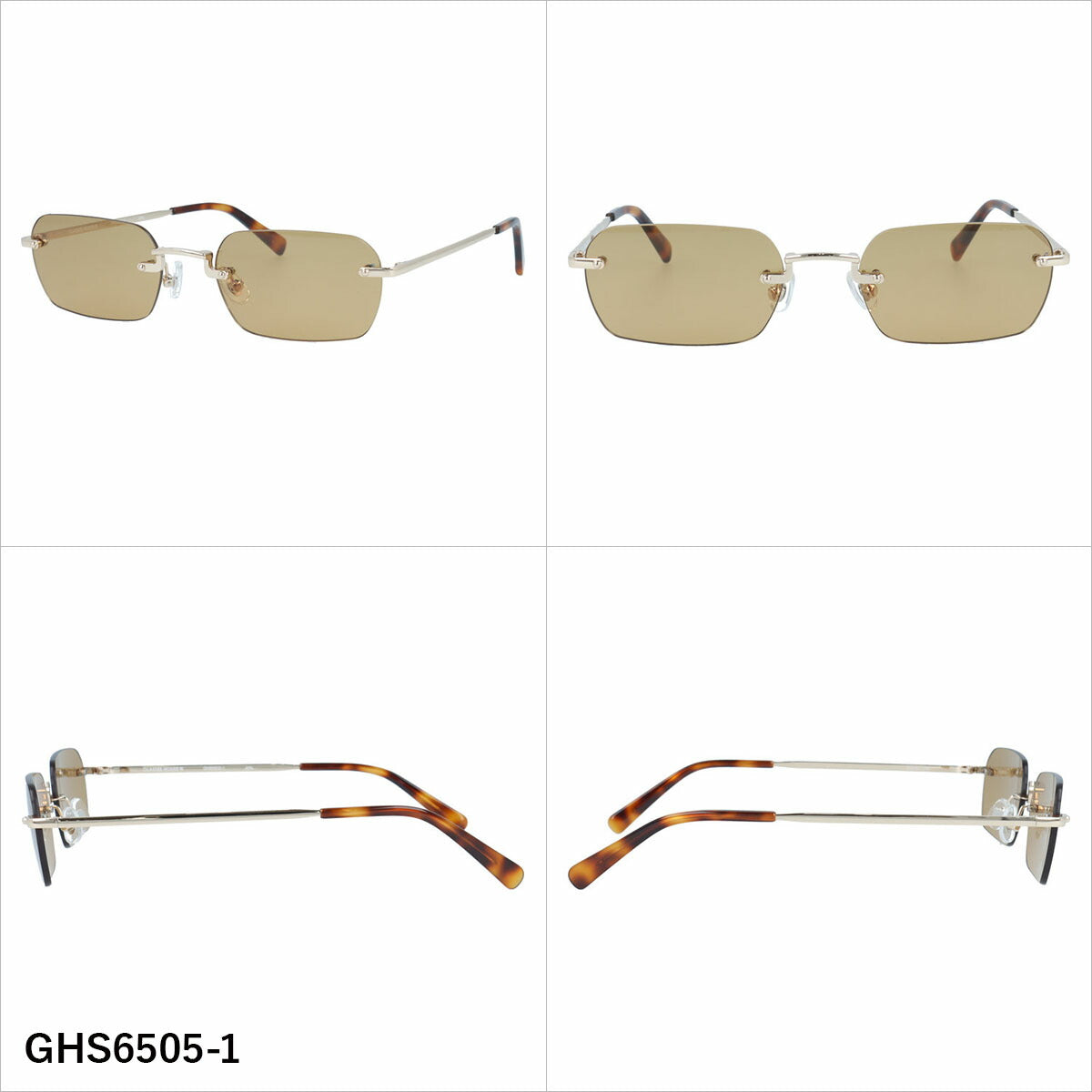 グラスハウス サングラス アジアンフィット（フルフィット） 調整可能ノーズパッド（クリングス） GLASSES HOUSE GHS6505 53サイズ 全3カラー スクエア型 リムレス ツーポイント ベヨネッタ型 ユニセックス メンズ レディース