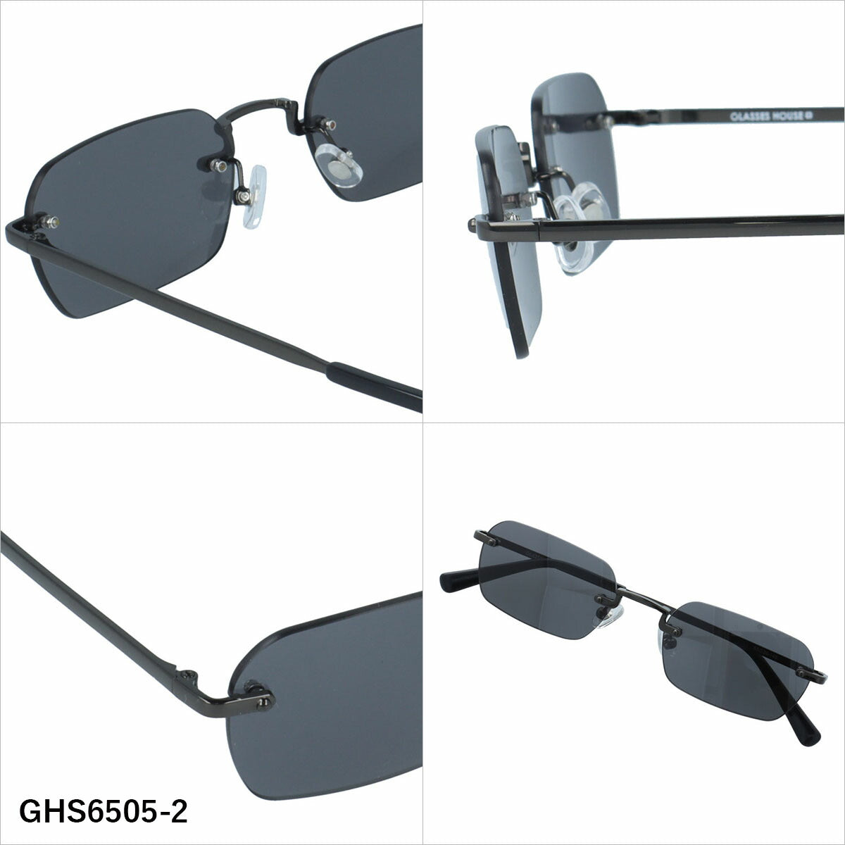 グラスハウス サングラス アジアンフィット（フルフィット） 調整可能ノーズパッド（クリングス） GLASSES HOUSE GHS6505 53サイズ 全3カラー スクエア型 リムレス ツーポイント ベヨネッタ型 ユニセックス メンズ レディース