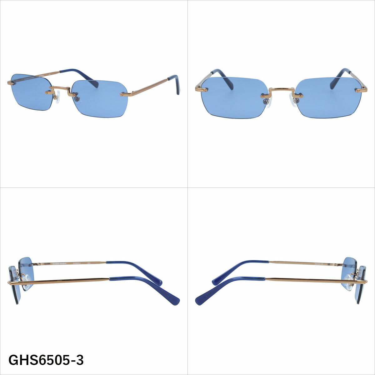 グラスハウス サングラス アジアンフィット（フルフィット） 調整可能ノーズパッド（クリングス） GLASSES HOUSE GHS6505 53サイズ 全3カラー スクエア型 リムレス ツーポイント ベヨネッタ型 ユニセックス メンズ レディース