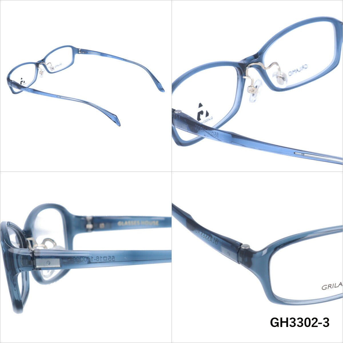 メガネ 眼鏡 度付き 度なし おしゃれ GLASSES HOUSE グラスハウス GH 3302 全4色 55サイズ オーバル型 メンズ レディース UVカット 紫外線 ブランド サングラス 伊達 ダテ｜老眼鏡・PCレンズ・カラーレンズ・遠近両用対応可能 ラッピング無料