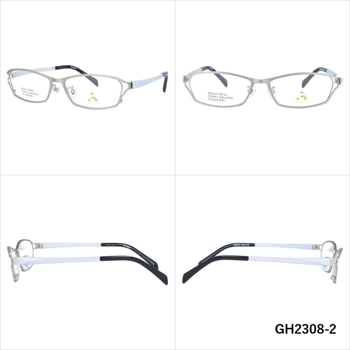 メガネ 眼鏡 度付き 度なし おしゃれ GLASSES HOUSE グラスハウス GH 2308 全4色 55サイズ スクエア型 メンズ レディース UVカット 紫外線 ブランド サングラス 伊達 ダテ｜老眼鏡・PCレンズ・カラーレンズ・遠近両用対応可能 ラッピング無料