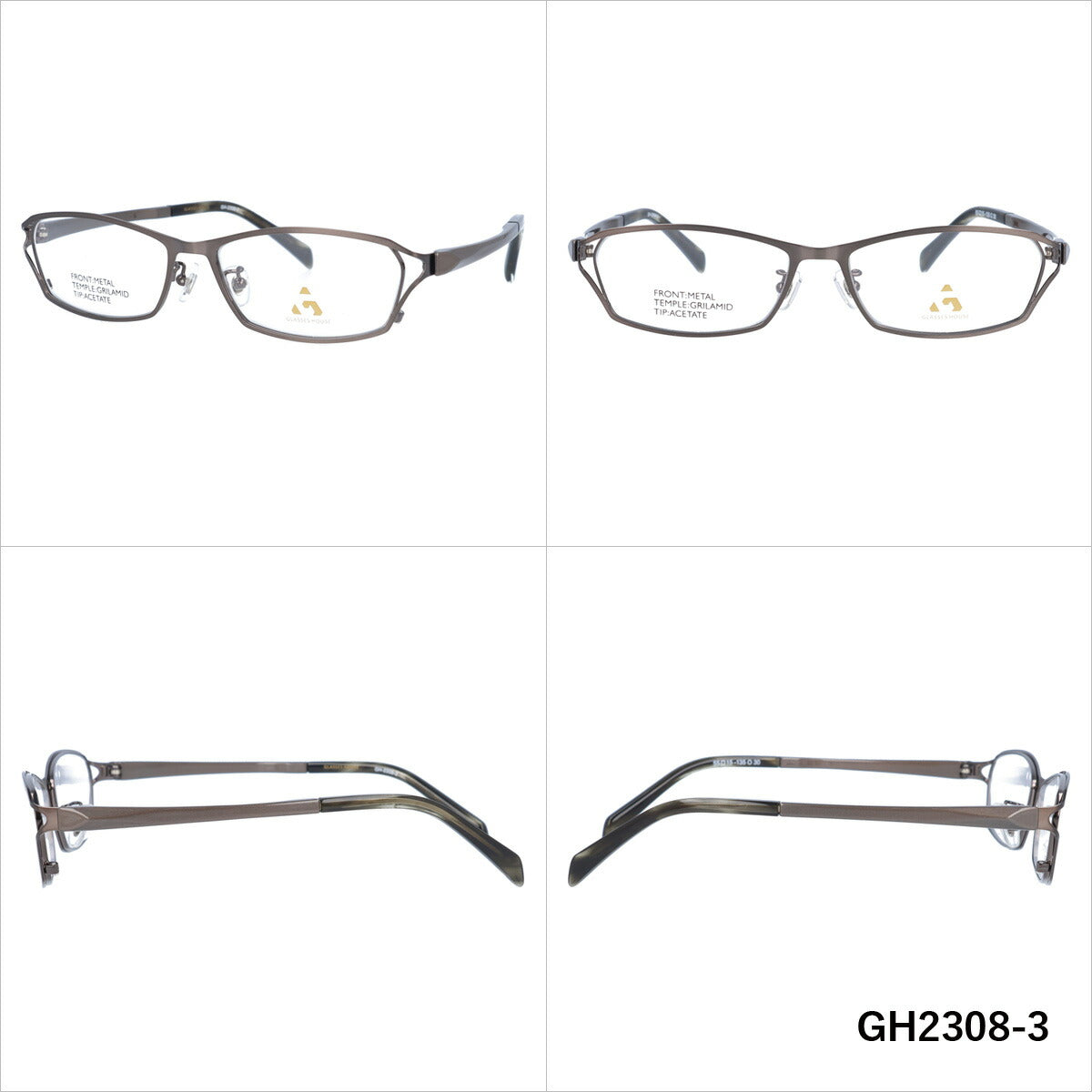 メガネ 眼鏡 度付き 度なし おしゃれ GLASSES HOUSE グラスハウス GH 2308 全4色 55サイズ スクエア型 メンズ レディース UVカット 紫外線 ブランド サングラス 伊達 ダテ｜老眼鏡・PCレンズ・カラーレンズ・遠近両用対応可能 ラッピング無料