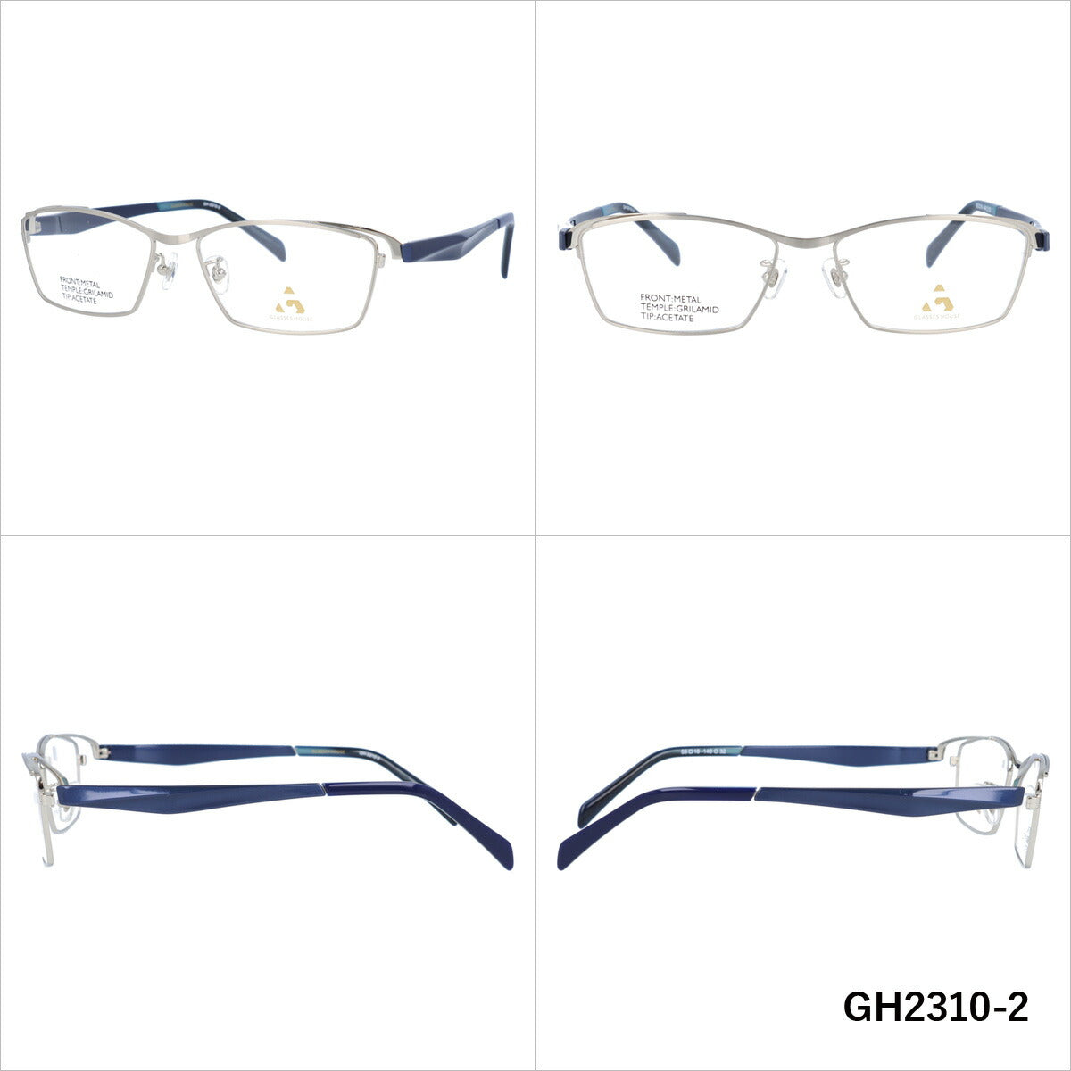 メガネ 眼鏡 度付き 度なし おしゃれ GLASSES HOUSE グラスハウス GH 2310 全4色 55サイズ スクエア型 メンズ レディース UVカット 紫外線 ブランド サングラス 伊達 ダテ｜老眼鏡・PCレンズ・カラーレンズ・遠近両用対応可能 ラッピング無料