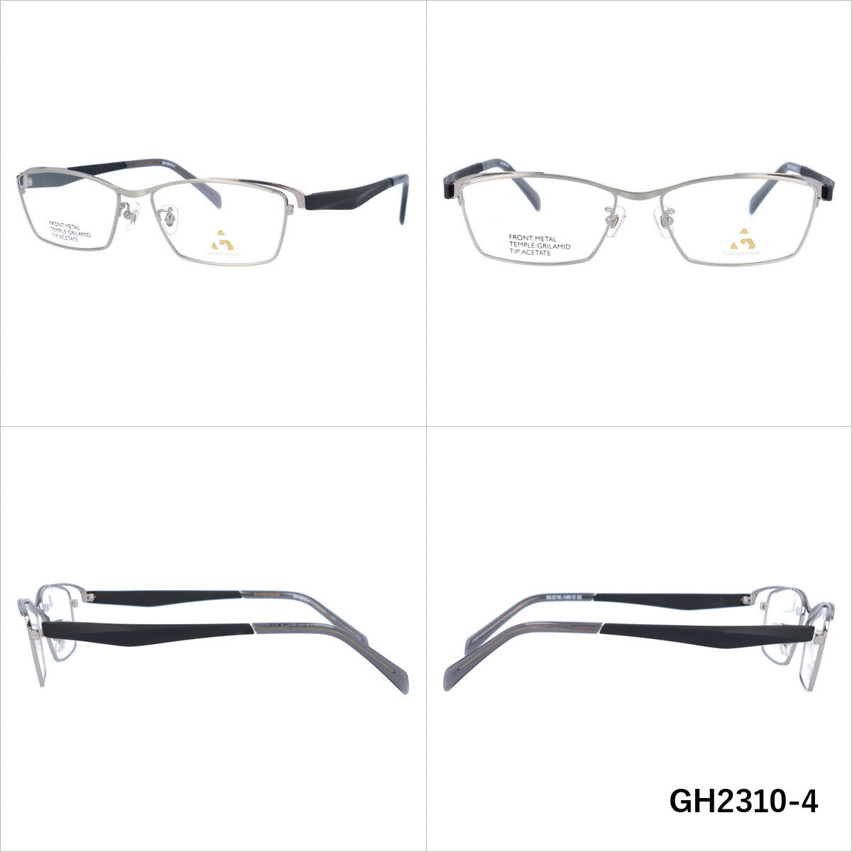メガネ 眼鏡 度付き 度なし おしゃれ GLASSES HOUSE グラスハウス GH 2310 全4色 55サイズ スクエア型 メンズ レディース UVカット 紫外線 ブランド サングラス 伊達 ダテ｜老眼鏡・PCレンズ・カラーレンズ・遠近両用対応可能 ラッピング無料