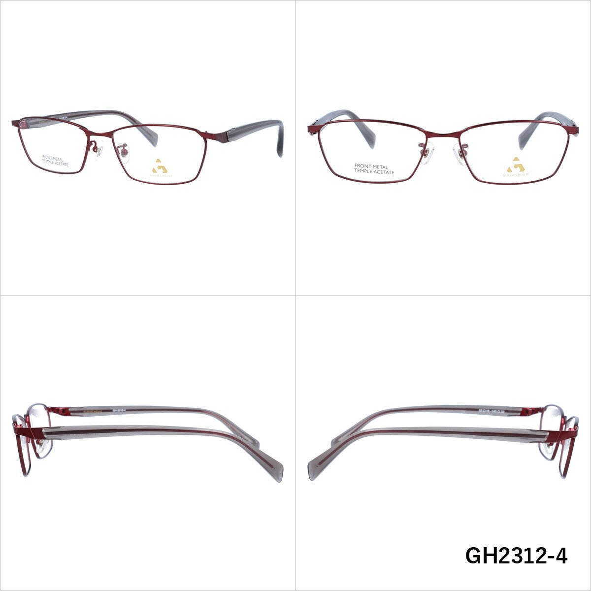 メガネ 眼鏡 度付き 度なし おしゃれ GLASSES HOUSE グラスハウス GH 2312 全4色 55サイズ スクエア型 メンズ レディース UVカット 紫外線 ブランド サングラス 伊達 ダテ｜老眼鏡・PCレンズ・カラーレンズ・遠近両用対応可能 ラッピング無料