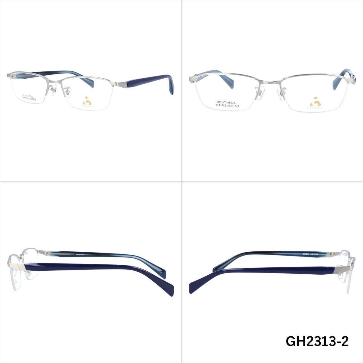 メガネ 眼鏡 度付き 度なし おしゃれ GLASSES HOUSE グラスハウス GH 2313 全4色 54サイズ スクエア型 メンズ レディース UVカット 紫外線 ブランド サングラス 伊達 ダテ｜老眼鏡・PCレンズ・カラーレンズ・遠近両用対応可能 ラッピング無料