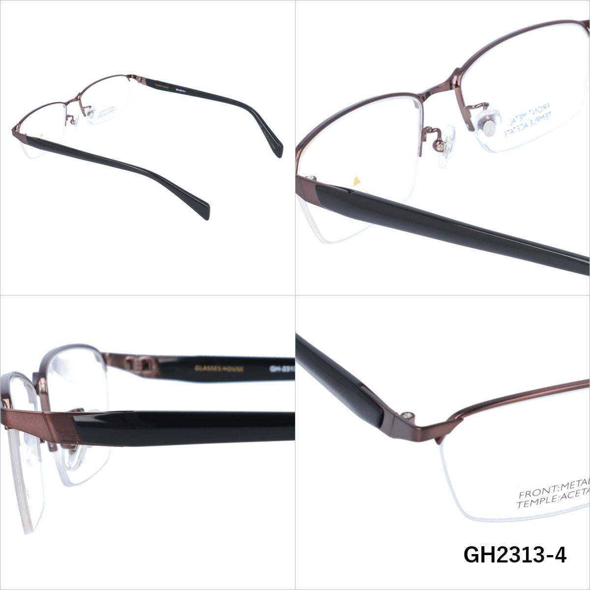 メガネ 眼鏡 度付き 度なし おしゃれ GLASSES HOUSE グラスハウス GH 2313 全4色 54サイズ スクエア型 メンズ レディース UVカット 紫外線 ブランド サングラス 伊達 ダテ｜老眼鏡・PCレンズ・カラーレンズ・遠近両用対応可能 ラッピング無料