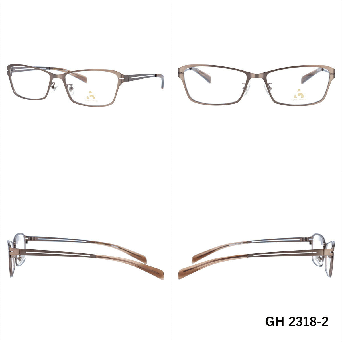 メガネ 眼鏡 度付き 度なし おしゃれ GLASSES HOUSE グラスハウス GH 2318 全4色 56サイズ スクエア型 メンズ レディース UVカット 紫外線 ブランド サングラス 伊達 ダテ｜老眼鏡・PCレンズ・カラーレンズ・遠近両用対応可能 ラッピング無料