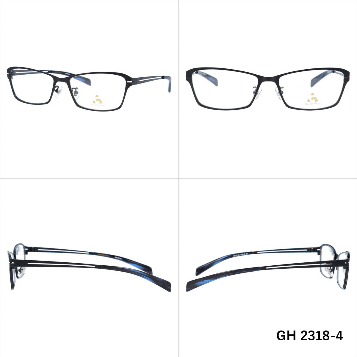 メガネ 眼鏡 度付き 度なし おしゃれ GLASSES HOUSE グラスハウス GH 2318 全4色 56サイズ スクエア型 メンズ レディース UVカット 紫外線 ブランド サングラス 伊達 ダテ｜老眼鏡・PCレンズ・カラーレンズ・遠近両用対応可能 ラッピング無料